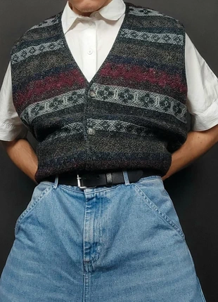 Cardigan / Gilet sans Manches Vintage 80s en Maille Multicolore à Motifs Imprimé Laine / Alpaga (XL), marca: Vintage Dressing, estado: Muito bom, tamanho: XL, €20.00, €21.70 inclui Proteção do Comprador Pro