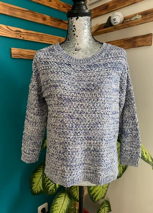 pull tommy Hilfiger oversize tricoté bleu et blanc col rond hiver taille XS, brand: Tommy Hilfiger, condition: Very good, size: XS / 34 / 6, €14.00, €15.40 includes Buyer Protection