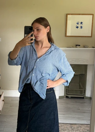 Stripy blue shirt baggy cotton & viscose, brand: Primark, condition: Very good, size: M / 10, £5.00, £5.95 includes Buyer Protection
