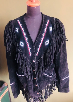 Vintage fringe suede jacket size large, merk: Vintage, staat: Heel goed, maat: XL / 42 / 14, € 95,00, € 100,45 inclusief Kopersbescherming