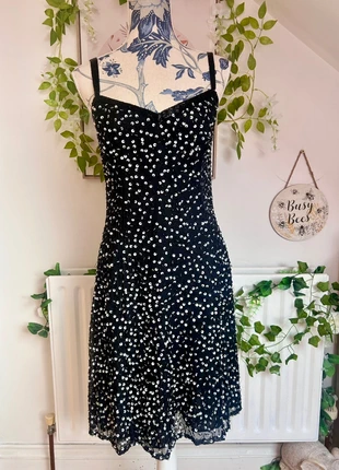 Roots Black Sequin Embellished Party Midi Dress Evening Cocktail NYE, brand: Roots, condition: Very good, size: XL / 14, £16.00, £17.50 includes Buyer Protection
