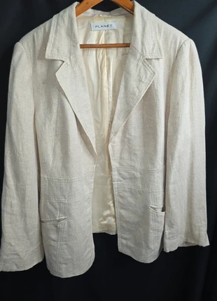 Planet Linen Blend Metallic Blazer – Oversized Neutral UK18, brand: PLANET, condition: Very good, size: L / UK 16-18, £18.50, £20.13 includes Buyer Protection