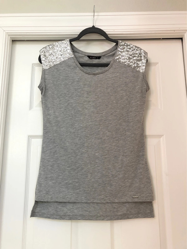 New Monnari Designer Sparkly Sequin Shoulders T-Shirt Blouse 1