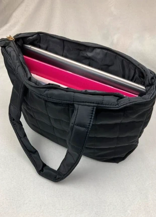 Grand sac à main four tout effet matelassé noir zippé double anse, ordinateur, université, travail, marque: Inconnu, état: Très bon état, 12,00 €, 13,30 € Protection acheteurs incluse