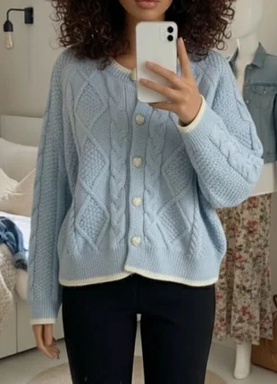 Cardigan femme bleu pastel doux à boutons cœur – Taille S, marque: corefit, état: Très bon état, taille: S / 36 / 8, 45,00 €, 47,95 € Protection acheteurs incluse