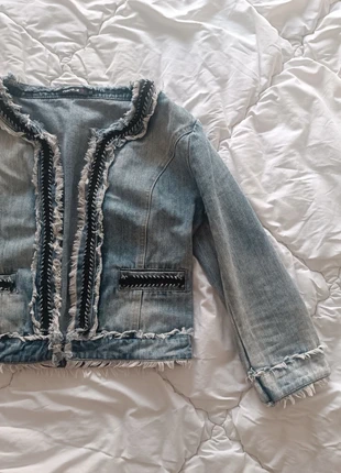 Open Fringed Denim Jacket – Size S - vintage, marca: Vintage Dressing, estado: Muito bom, tamanho: S / 36 / 8, €3.50, €4.38 inclui Proteção do Comprador