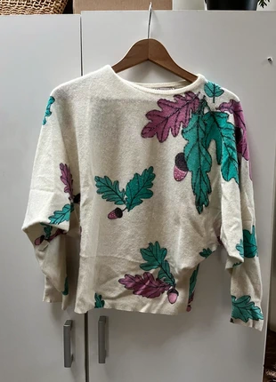Vintage wool sweater 70s with flower paillettes , merk: petalo, staat: Heel goed, maat: M / 38 / 10, € 20,00, € 21,70 inclusief Kopersbescherming