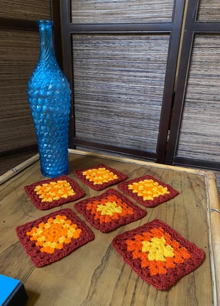 Dessous de verres tricot fait main vintage couleurs seventies, brand: Vintage Chic, condition: Very good, €8.00, €9.10 includes Buyer Protection