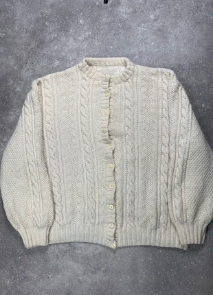 Cardigan en laine aran wool made in ireland bouton blanc taille XL, marca: Vintage Dressing, estado: Muito bom, tamanho: XL / 42 / 14, €45.00, €47.95 inclui Proteção do Comprador