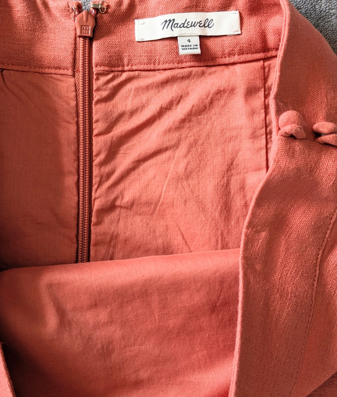 Madewell Button Slit A-Line Linen Midi Skirt in Dahlia 4