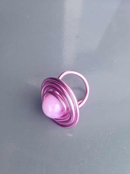 Jolie bague spirale avec perle réglable 3