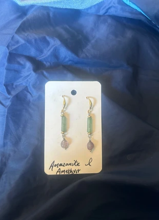 Amazonite and amethyst crystal earrings, condition: New with tags, €5.50, €6.48 includes Buyer Protection