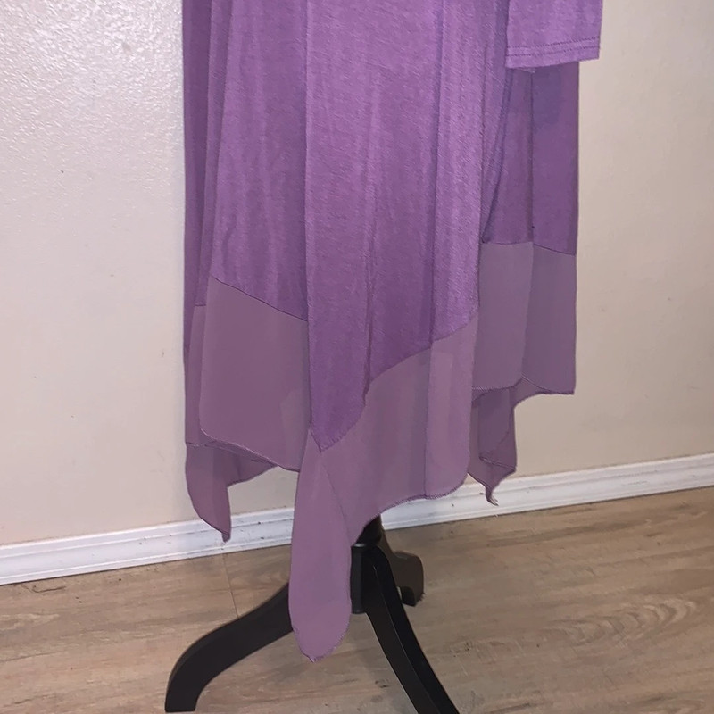 Amzplus purple stretchy long sleeve lace asymmetrical dress 4