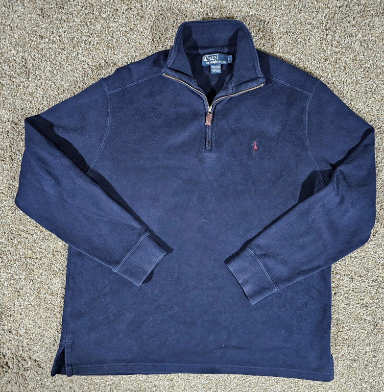 Polo Ralph Lauren 1/4 Zip Sweater Men'S L Long Sleeve Stain 1