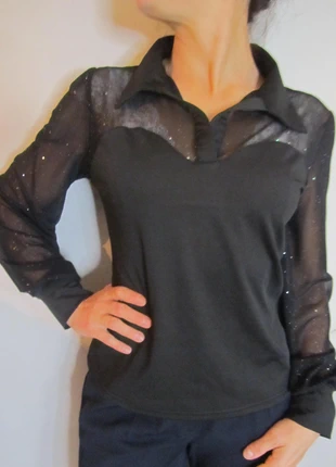 Top noir a manches et dos transprent + paillettes. Taille 38. Chic Me., marke: Chic Me, zustand: Sehr gut, größe: M / 38 / 10, 12,00 €, 13,30 € beinhaltet Vinted-Käuferschutz Pro