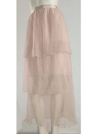 Rose gauze overlap skirt. Jolie jupe superposée en gaze rose. Mooie overslagrok van rozengaas., marque: OCCULT, état: Neuf avec étiquette, taille: M / 38 / 10, 6,00 €, 7,00 € Protection acheteurs incluse