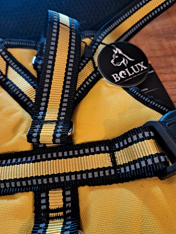 Black and yellow adjustable dog harness size large 2