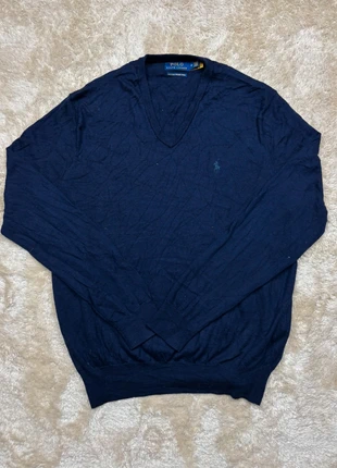 Pull Col V Ralph Lauren Vintage Taille M Bleu Marine logo brodé bleu, brand: Ralph Lauren, condition: Very good, size: M, €28.90, €31.05 includes Buyer Protection
