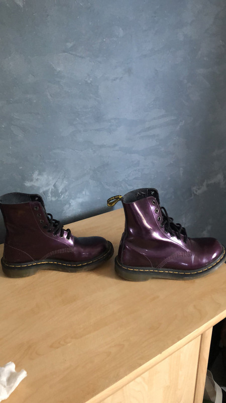 Bortines Dr Martens aubergine cuir vernis Vinted
