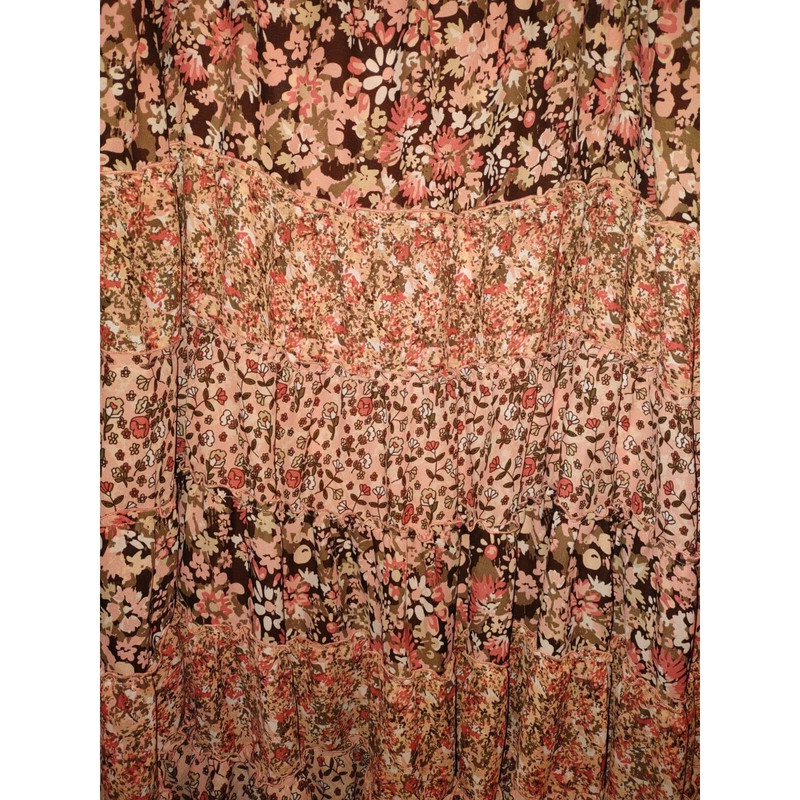 CJ Banks Women's 1X Coral Floral Lined Skirt Elastic Waist 2