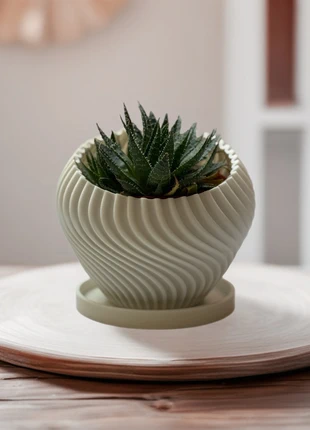 Indoor Bloempot Sierpot Swirl Wave met Bordje (white), brand: 3dpuma, condizioni: Nuovo senza cartellino, €10.99, €12.24 include la Protezione acquisti