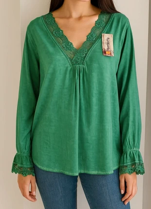 Blusa verde encaje 🌸 Blouse lingerie verte dentelle ., marca: Fashion, estado: Nuevo con etiquetas, tamaño: L / 40 / 12, 14,00 €, 15,40 € Protección al comprador incluida