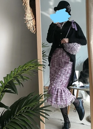 Tweed Jupe queue de poisson/Marque japonaise/Vintage style. Violet. Hiver , marque: mew’s refined clothes, état: Très bon état, taille: S / 36 / 8, 25,00 €, 26,95 € Protection acheteurs incluse