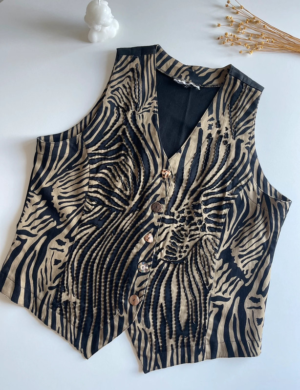 Vintage Animal Print Beaded Vest 1