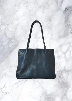 Y2k Vintage Navy Blue Genuine Leather Classic Office Bag - Sac Bleu Marine Cuir - Borsa Blu Pelle, marca: The Genuine Leather, estado: Muy bueno, 24,00 €, 25,90 € Protección al comprador incluida