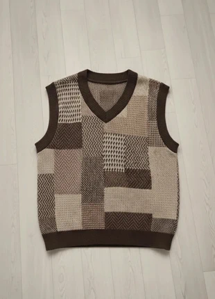 Gilet Sans Manches Tricot Patchwork Tons Marron Beige Vintage, brand: Vintage Dressing, condition: Very good, size: M, €54.90, €58.35 includes Buyer Protection