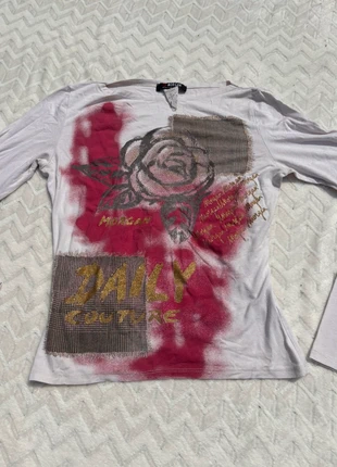 Morgan print long sleeve top with rose, brand: Morgan, condizioni: Discrete, taglia: XS / IT 38 / EU 34, €7.50, €8.58 include la Protezione acquisti