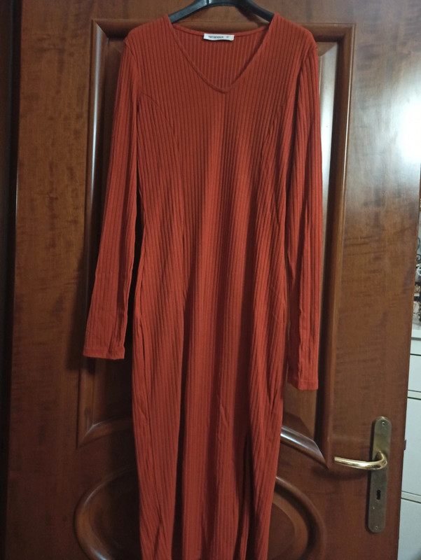 Vestito lungo aderente arancio 1