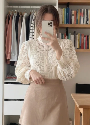 Chemisier beige avec de la dentelle femme style boho chic taille S, marke: Flucam, zustand: Sehr gut, größe: S / 36 / 8, 31,90 €, 34,20 € inklusive Vinted-Käuferschutz