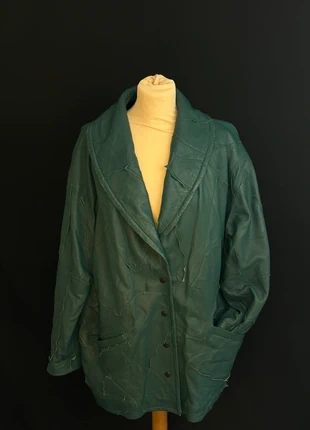 Manteau en cuir vert foncé oversize effet patchwork, marca: Artisan, estado: Muy bueno, tamaño: L / 40 / 12, 35,00 €, 37,45 € Protección al comprador incluida