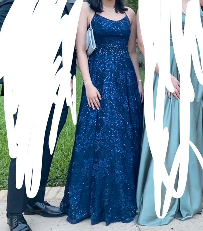 Blue sequin prom dress 5