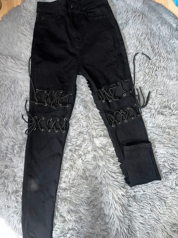 Black tie-up jeans 1