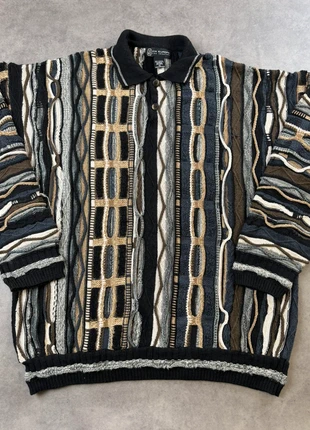 Pull vintage noir et beige maille texturée 3D Via Europa col polo taille XL homme #362, brand: Vintage Dressing, condition: Very good, size: XL, €30.00, €32.20 includes Buyer Protection Pro