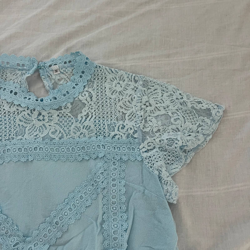 Blue crochet sleeve blouse 2