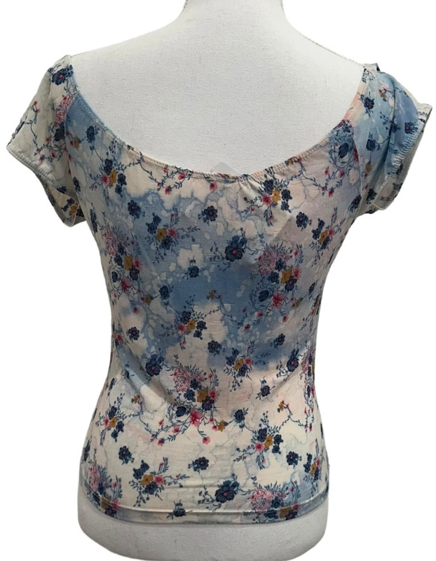 Blue floral y2k milk maid short sleeve 2