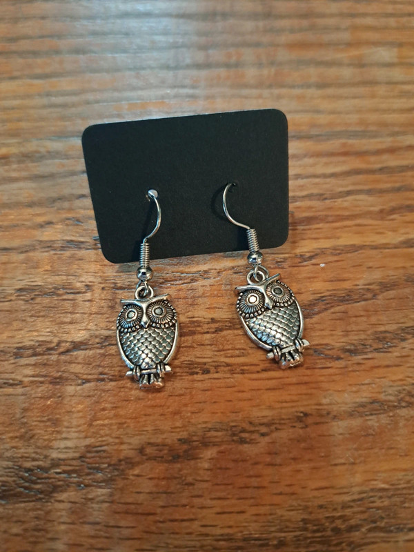 silver owl charm earrings 1
