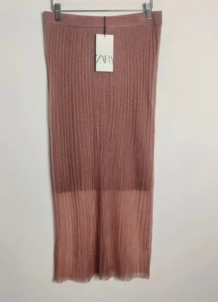 Zara – Oudroze metallic plissérok – maat M (nieuw met kaartje), marque: Zara, état: Neuf avec étiquette, taille: M / 38 / 10, 10,00 €, 11,20 € Protection acheteurs incluse