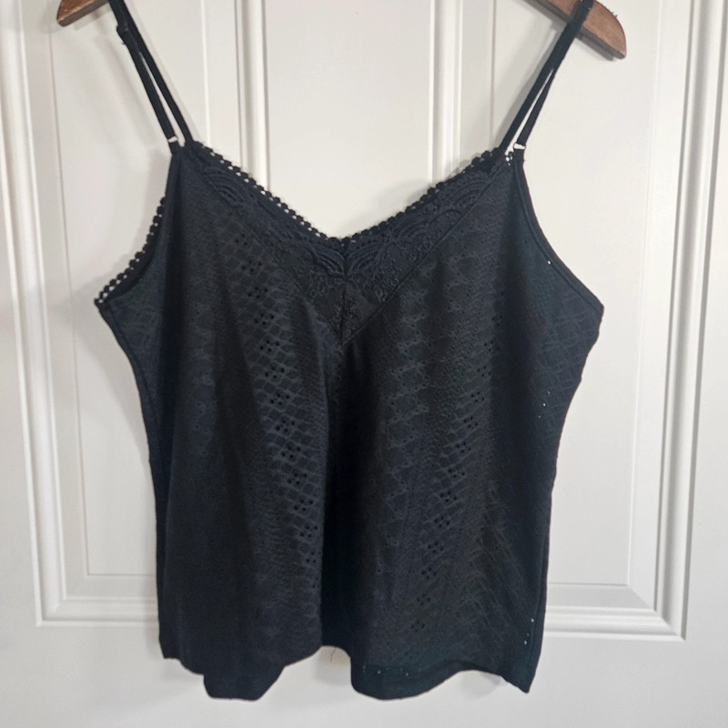 Black Lace Crocheted Tank Top 1