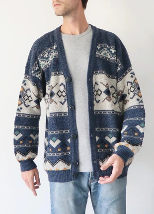 Cardigan vintage style cosby couleur marine / multicolore – Brice – L / 40 / 12, marque: Brice, état: Très bon état, taille: L, 20,00 €, 21,70 € Protection acheteurs incluse