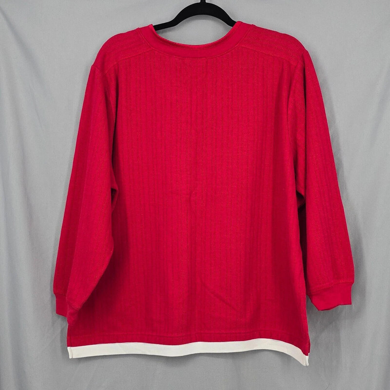 Womans Plus Size Knitted Top 18-20w Red White Layered Cotton Blend Knit No Brand 2