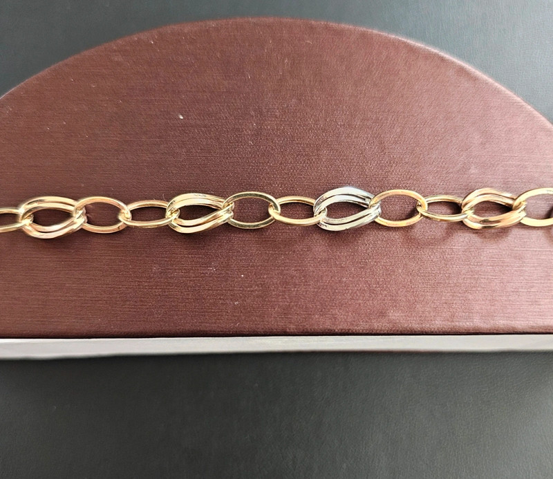 14k gold tri color bracelet 7.5 inch 2