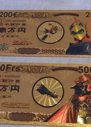 Lot de 2 Billets couleur or de Goldorak et Albator, merk: Goldorak, staat: Nieuw zonder prijskaartje, maat: Universeel, € 8,00, € 9,10 inclusief Kopersbescherming