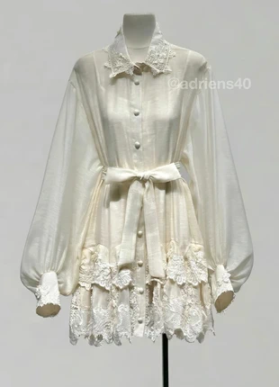 Robe chemise blanche dentelle coton & lin, brand: MOCHY, condition: New with tags, size: One size, €80.00, €84.70 includes Buyer Protection