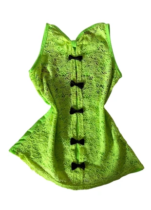 Top vert fluo dentelle bow tie coquette y2k Summer vintage strass, marca: COQUETTE, estado: Muy bueno, tamaño: XS / 34 / 6, 2,50 €, 3,33 € Protección al comprador incluida