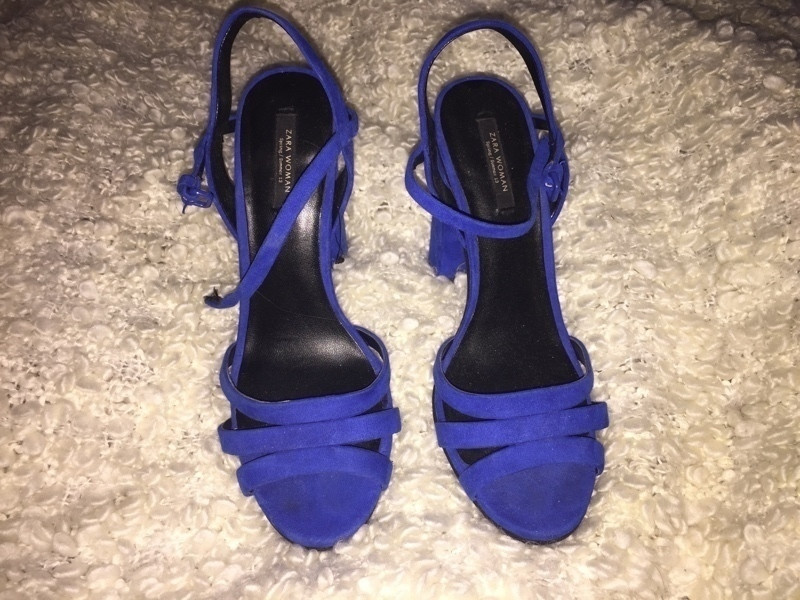 Sandale à talon Zara bleu électrique 2