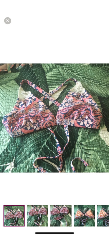 New xhilaration bikini top sz D/add pink blue 1